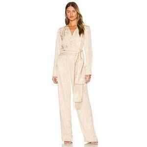 NWT Revolve Jonathan Simkhai Champagne Colored Julia Jumpsuit w/ Pockets Size 0